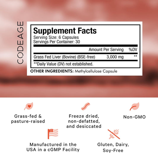 Codeage Grass Fed Beef Liver Supplement Superfood, Freeze Dried, Non-D5.61 Ounces