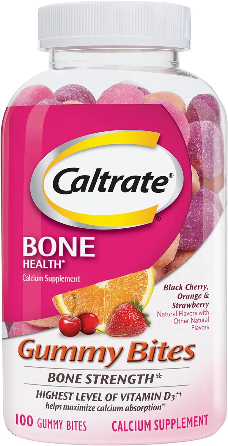 Caltrate Gummy Bites 500 mg Calcium and Vitamin D Supplement, Black Ch