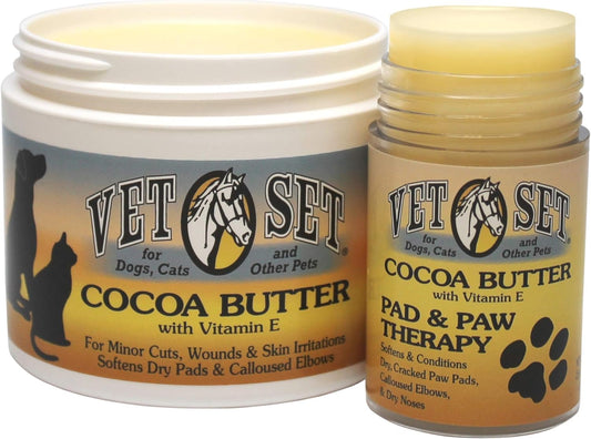 VETSET Cocoa Butter with Vitamin E, Pad & Paw.9oz, 25g. Applicator Stick