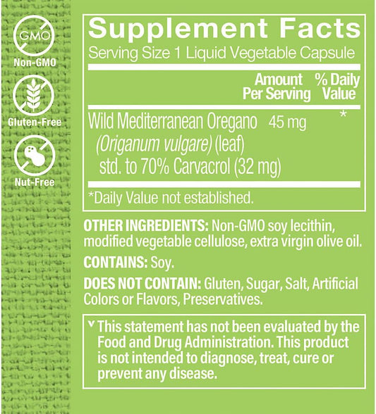 The Vitamin Shoppe Super Strength Oil of Oregano 45MG (70% Carvacrol),