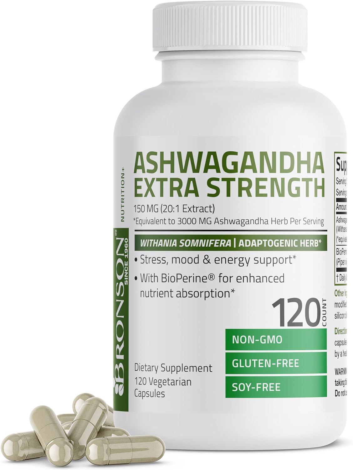 Bronson Ashwagandha Extra Strength Stress & Mood Support with BioPerin2.89 Ounces