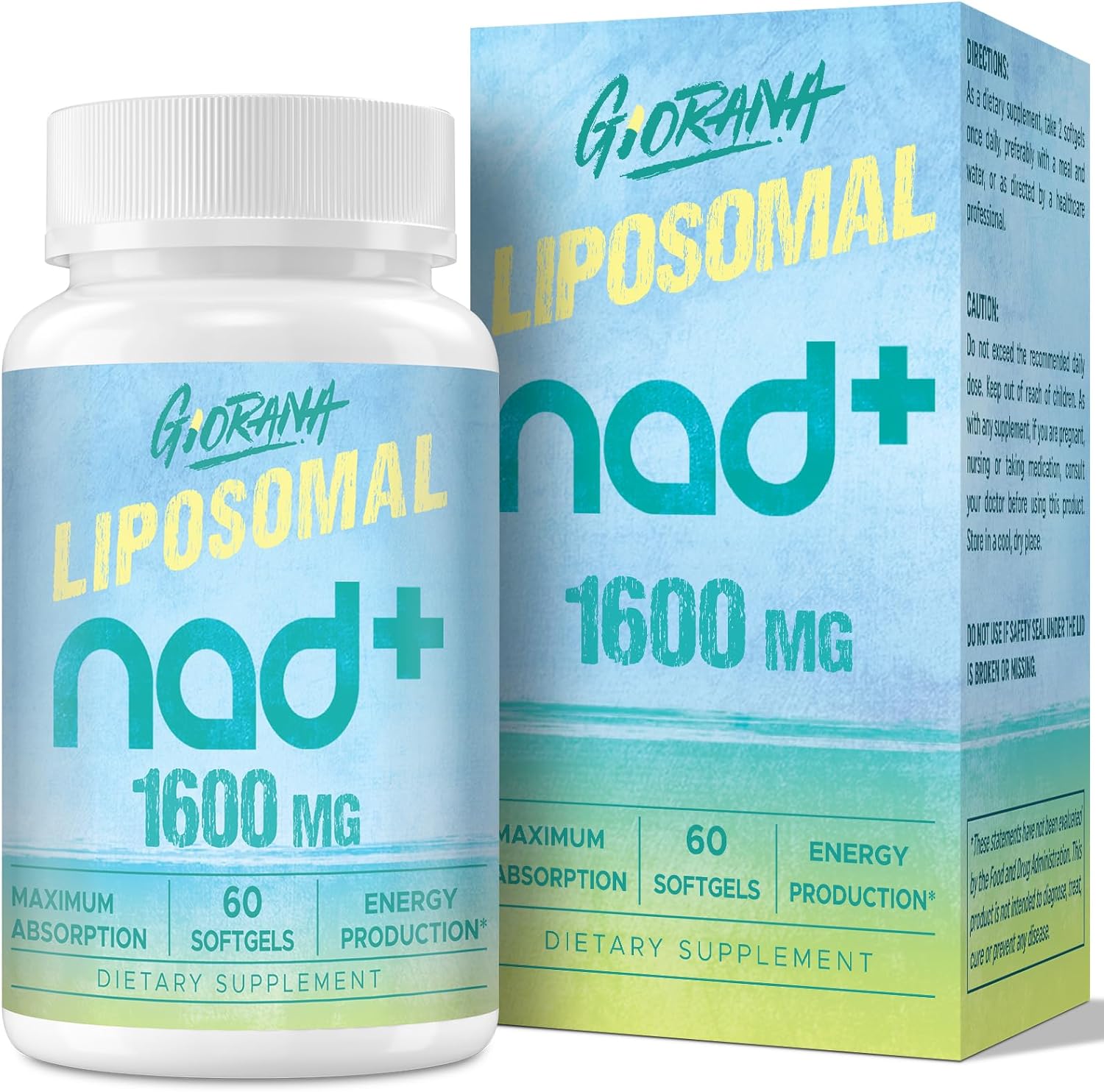 Giorana 1600 Mg Liposomal Nad+ Supplement, Nad+ Boosting Supplement,Si