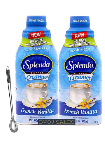SPLENDA French Vanilla Coffee Creamer, Two  And One BVOJ SALES Stainless Steal Stirrer Included In Every Order