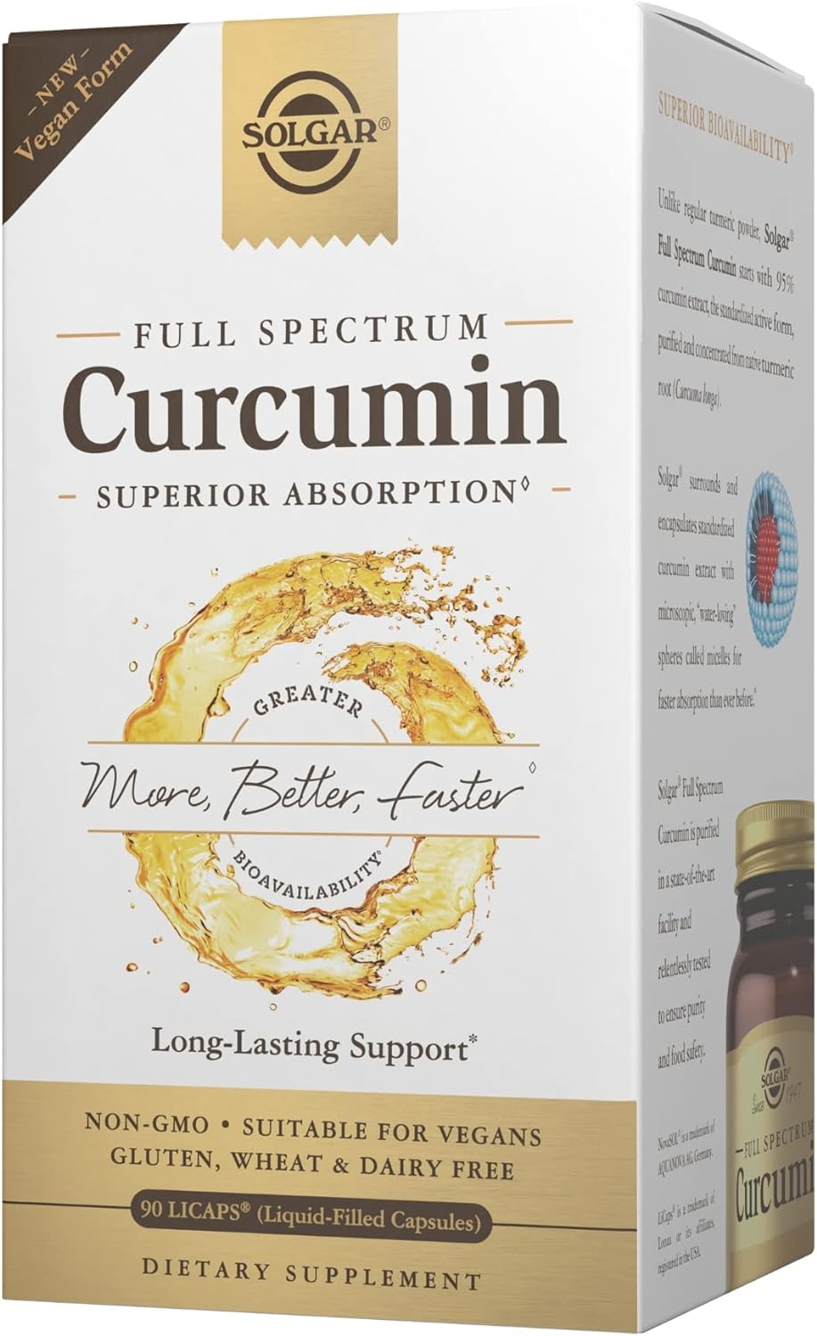 Solgar Full Spectrum Curcumin - 90 LiCaps - Superior Absorption - Brai