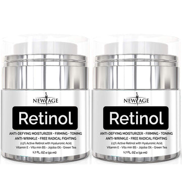 NEW AGE Retinol Cream Neck & Facial Moisturizer Serum with Hyaluronic Acid, Vitamin E - Anti Aging Formula Reduces Wrinkles, Fine Lines-Day and Night Cream 1.7   - 2 Pack - Retinol