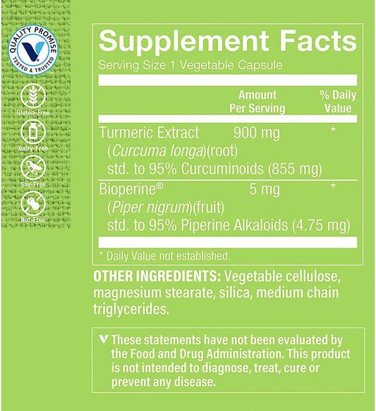 The Vitamin Shoppe Triple Strength Turmeric with Curcumin 900mg, Suppo
