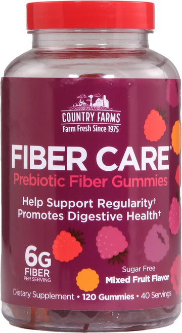Country Farms Fiber Care Prebiotic Gummies, 6G Of Fiber Per Serving, F4.8 Ounces