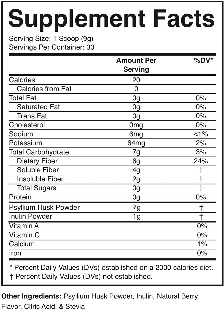 Divine Health Keto Zone® Fiber Powder | Berry Flavored | Psyllium Husk