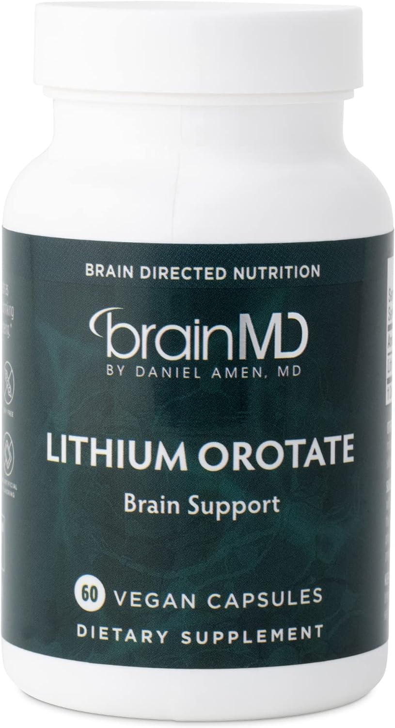 Dr Amen BrainMD Lithium Orotate - 60 Capsules - Brain Support - Gluten