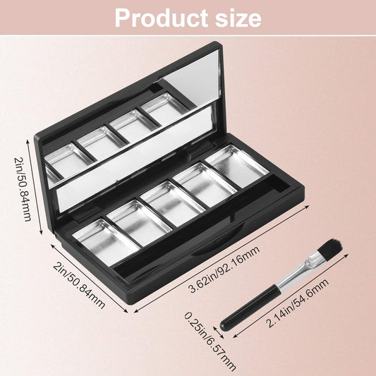 OIIKI 2PCS Empty Eyeshadow Palettes Containers with 5 Aluminum Grids, Mirror and Eyeshadow Brush, Eyeshadow Empty Case, Makeup Containers for Eyeshadow Powder for Women, Girls