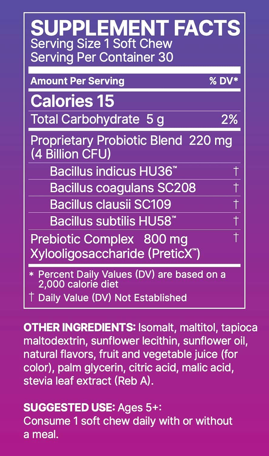 Microbiome Labs Synbiotic Chews - Prebiotics and Probiotics for Gut He