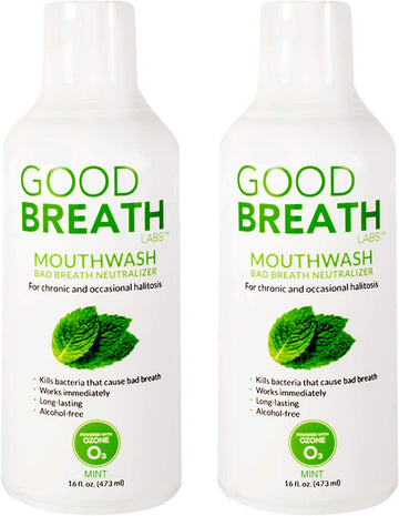 Goodbreath Labs Mouthwash | New one Technology Specialized in Chronic Halitosis | Mouth Rinse Alcohol Free | Bad Breath Neutralizer | Mint avor Oral Rinse for Gum Disease ((2 Pack) 16 )