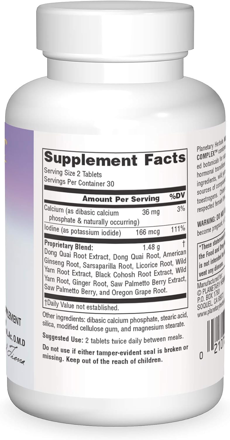 Planetary Herbals Wild Yam-Black Cohosh Complex Tablets, 60 Count