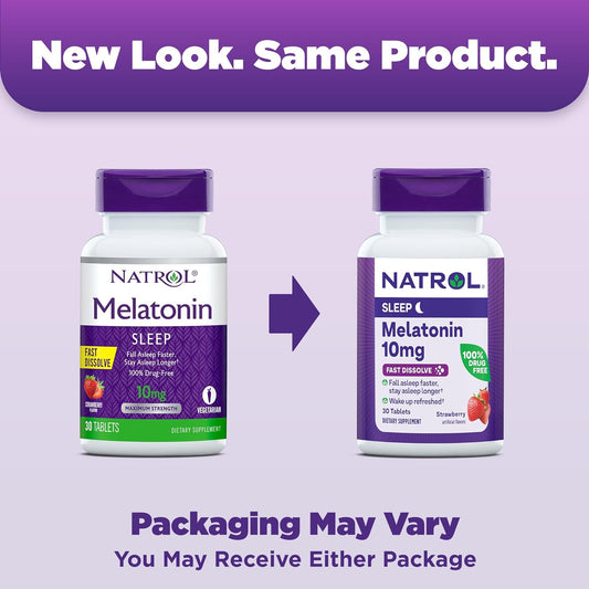Natrol Melatonin 10Mg, Strawberry-Flavored Dietary Supplement For Rest
