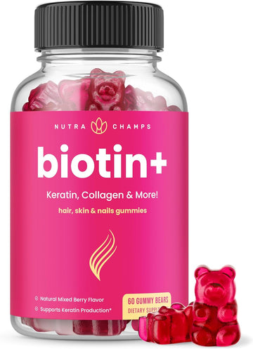 Hair Skin & Nails Gummies | Biotin with Collagen & Keratin | 5000mcg B