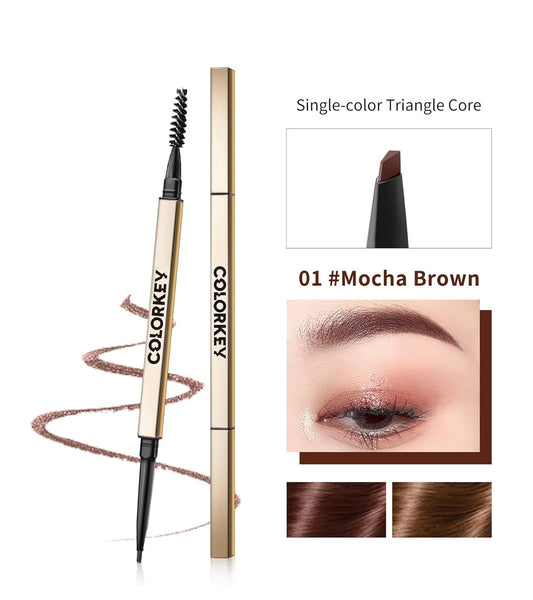 COLORKEY Dual-ended Sketch Eyebrow Pencil, Waterproof Eyebrow Pencil Draw Tiny Eyebrows Fills in Sparse Areas Gaps, Ultra Slim Defining Eyebrow Pencil (#01 Mocha Brown)
