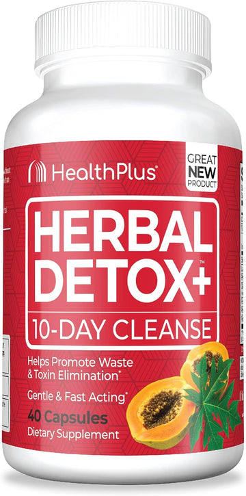 Health Plus Herbal Detox+ (10-Day Cleanse) 40 Capsules, 20 Servings