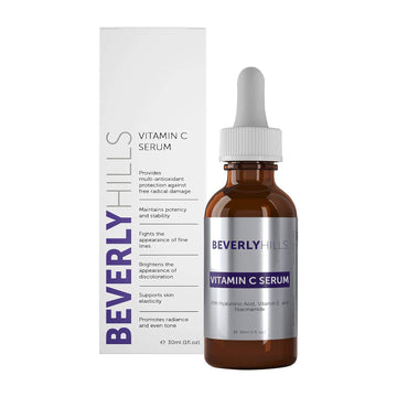 Beverly Hills Vitamin C Serum for Face with Hyaluronic Acid, Vitamin E & Ferulic Acid for Bright & Hydrated Skin | Anti Aging Ascorbic Acid Face Serum for Fighting Wrinkles & Fine Lines, 30