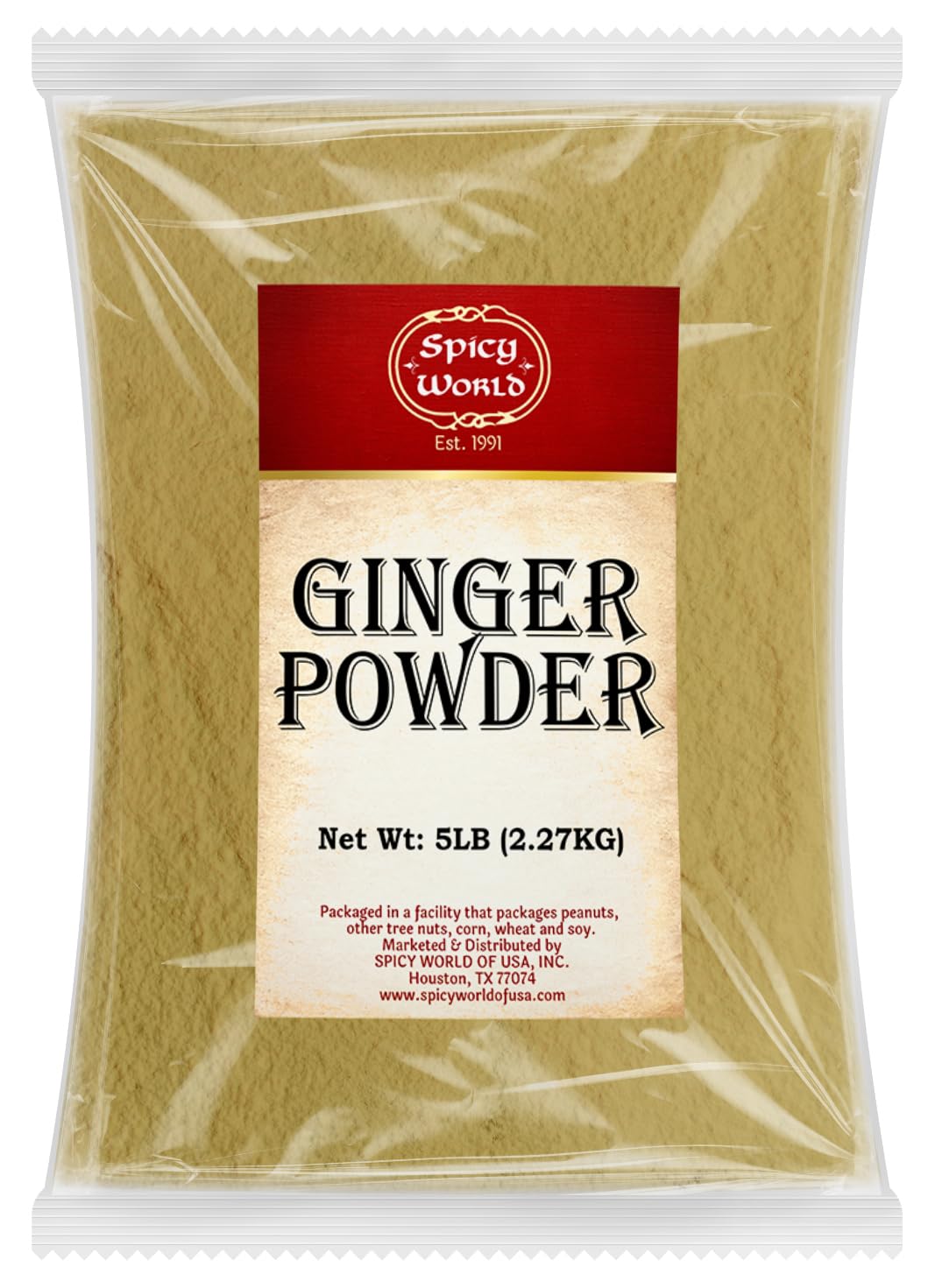 Spicy World Ginger Powder 5 Pound Bulk Bag - Ground Ginger Root5 Pound