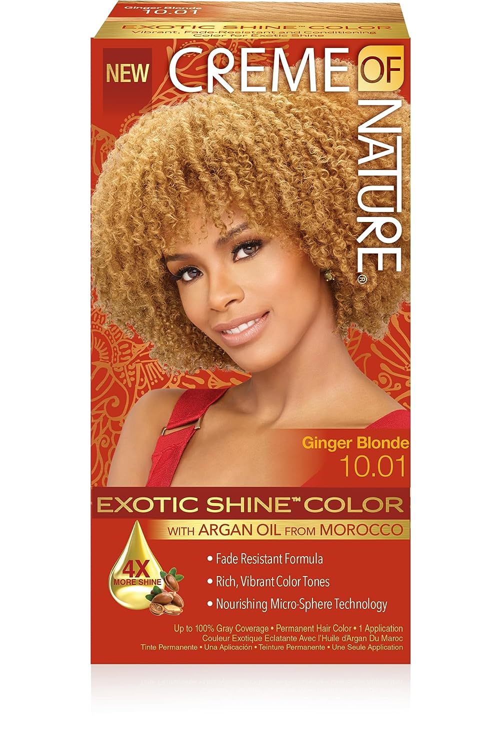Creme of Nature Exotic Shine Hair Color With Argan Oil from Morocco, 10.01 Ginger Blonde, 1 Application