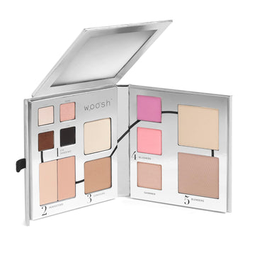 Woosh Beauty, Fold out Face Original Makeup Palette, Travel, All in One, Neutral Cream & Powder (#1 Light)