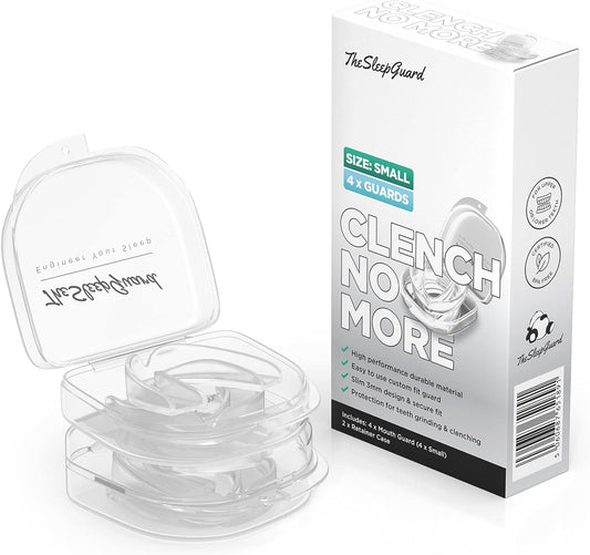 TheSleepGuard Mouth Guard for Grinding Teeth at Night [Pack of 4, Small] Best Mouth Guard for Clenching Teeth at Night. Custom Bruxism Night Guards for Sleep, TMJ, Jaw Pain & Migraine Relief