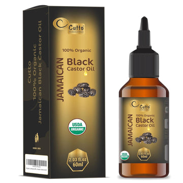 CUTTO -THE BEAUTY OF NATURE Organic Jamaican Black Castor Oil (2.03 fl oz/ 60 ml) USDA Organic,Traditional Handmade with