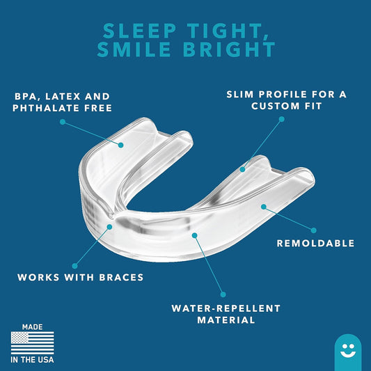 Just Smile Night Guard 2 Pack - Mouth Guard for Teeth Clenching and Grinding, Comfortable Fit for Light and Heavy Clenching (Clear)