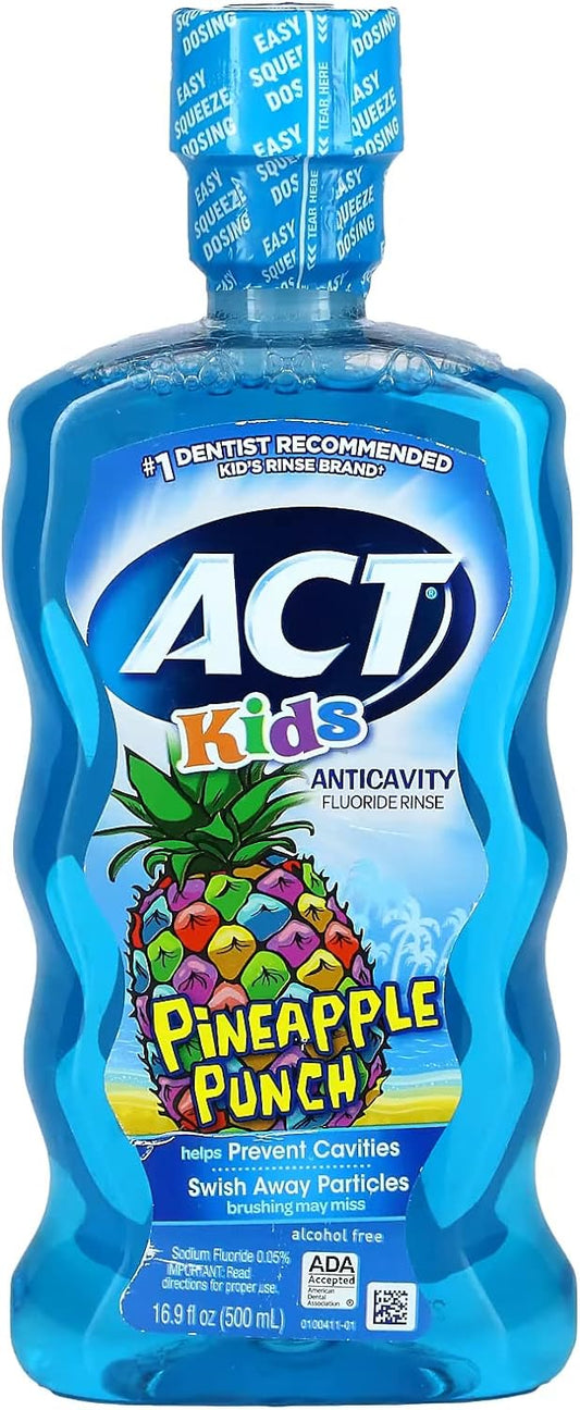 ACT Kids Anticavity Fluoride Rinse, Pineapple Punch, 16.9 Ou