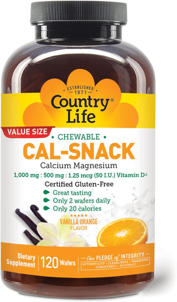 Country Life Cal-Snack, Chewable Calcium, Magnesium with Vitamin D, 10