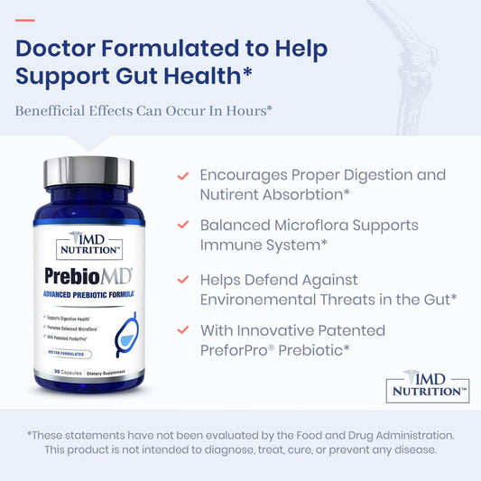 1MD Nutrition PreBioMD - Prebiotic with PreforPro® | Support Healthy D1.76 Ounces