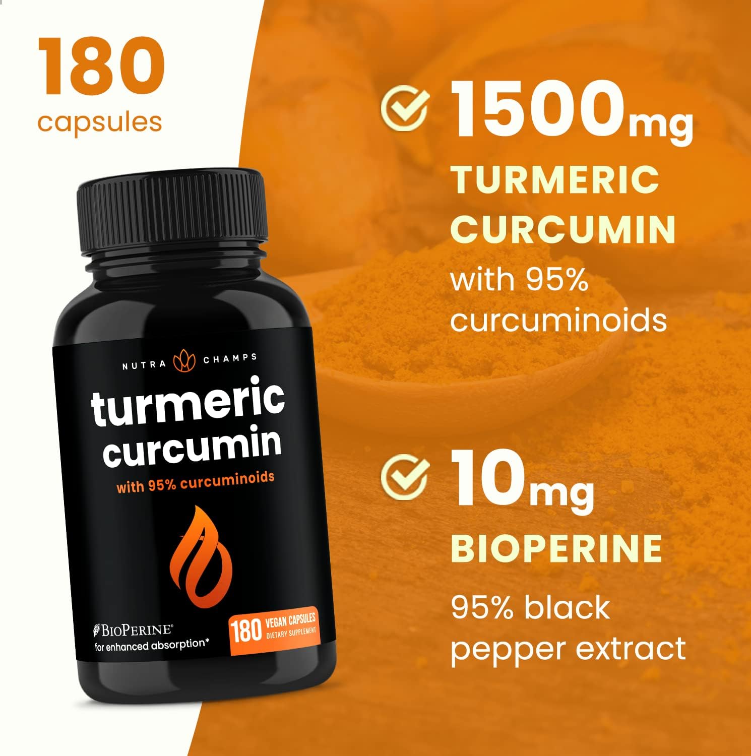 Turmeric Curcumin with Black Pepper Extract 1500mg | 95% Curcuminoids 