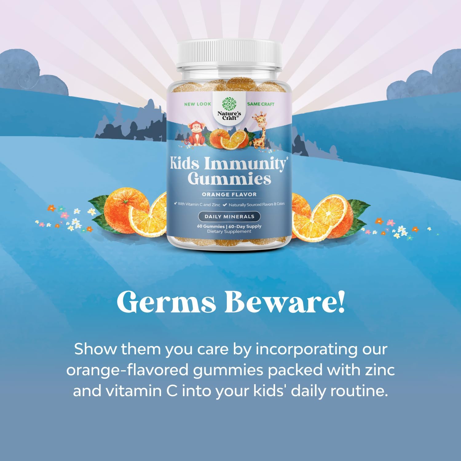  Kids Immunity Support Gummies - Delicious Vitamin C with Zi