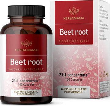 HERBAMAMA Beet Root Capsules - Organic Beetroot Extract Pills - High-P