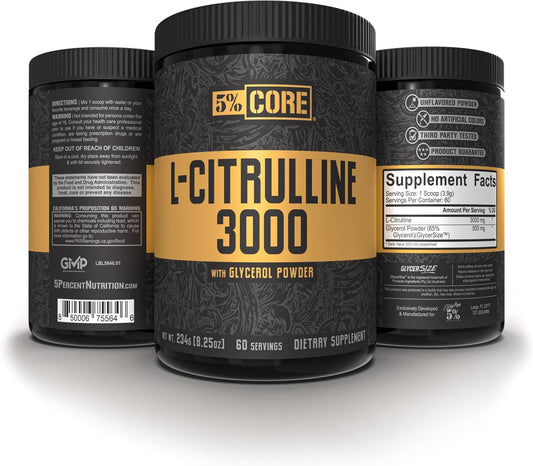 5% Nutrition Core L-Citrulline 3000 with Glycerol | Nitric Oxide Boost