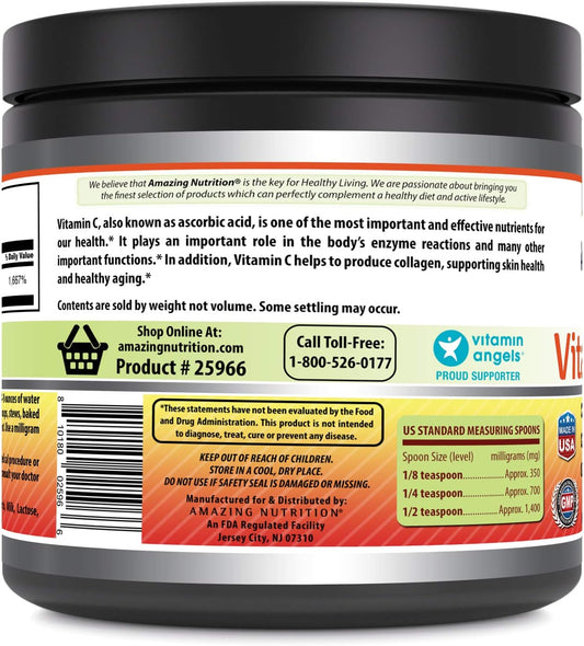 Amazing Formulas Vitamin C Supplement (Non-GMO, Vegan) - Promotes Immune Function* - Supports Healthy Aging* - Supports Overall Health & Well-Being* (Powder, )