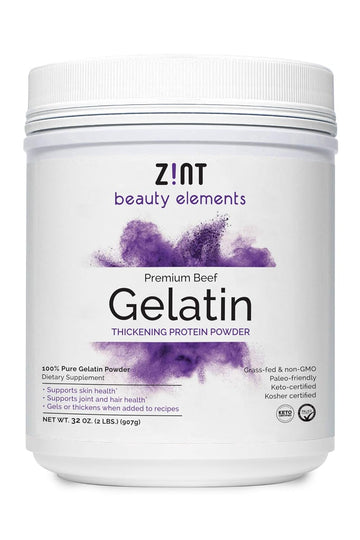 Zint Beef Gelatin Powder (32 Ounce): Unflavored, Keto-Certified, Paleo-Friendly Protein for Baking & Thickening