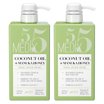 Medix 5.5 Coconut Oil & Manuka Honey Cream | Face & Body Moisturizer | Firming, Reduces Cellulite, Wrinkles | 2-Pack