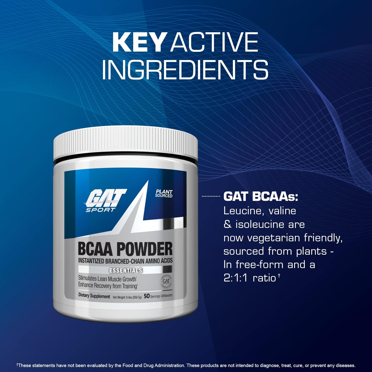 GAT Sport BCAA Powder Nutritional Supplement, 266.5 Gram