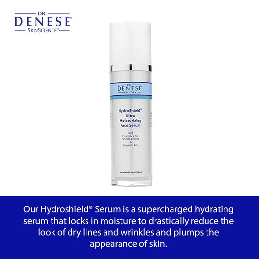 Dr. Denese SkinScience HydroShield Ultra Moisturizing Face Serum Locks In Moisture with Retinol & Ceramides - Reduce Appearance of Wrinkles, Increased Hydration & Tightness - Cruelty-Free - 6