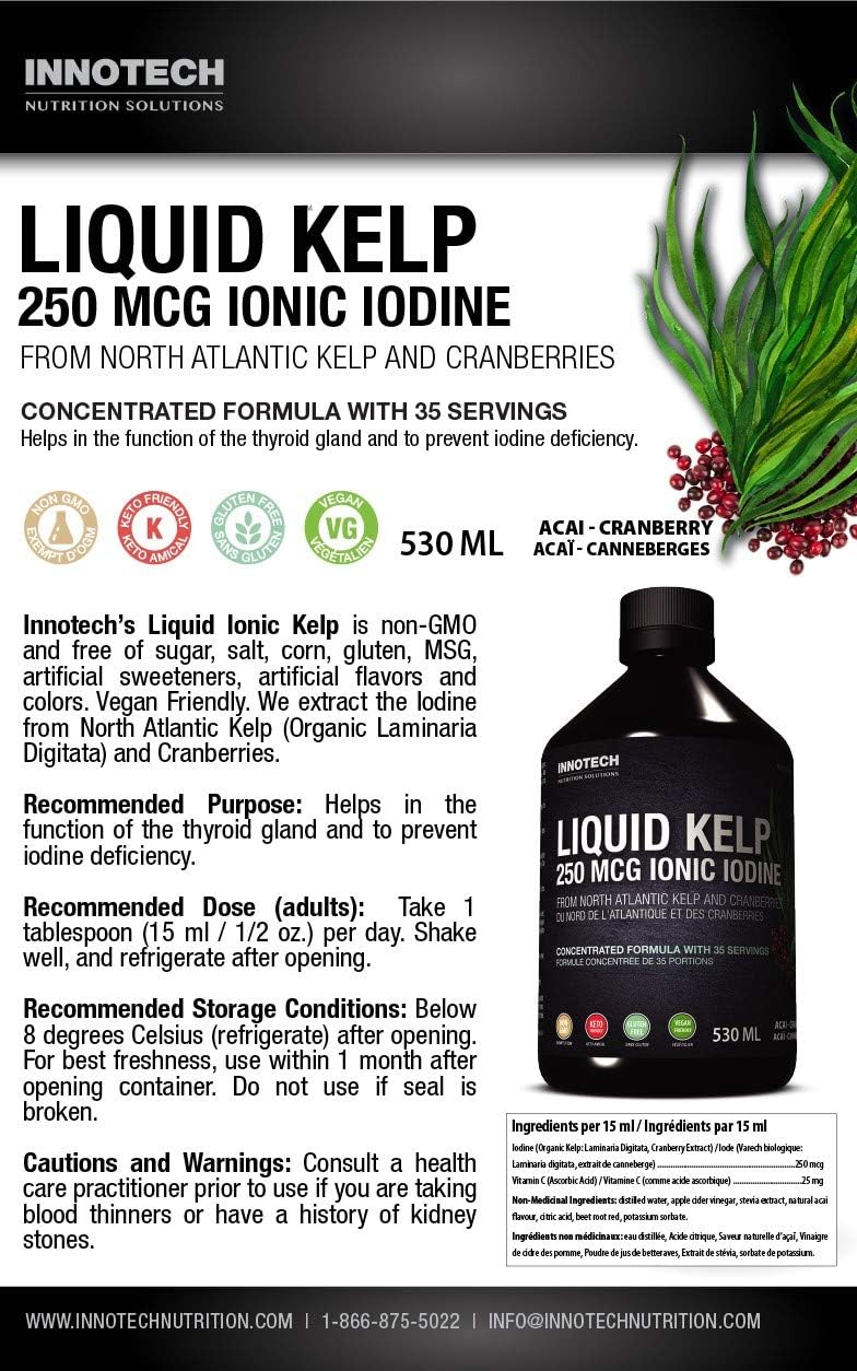 INNOTECH Nutrition: Liquid Ionic Kelp, Acai Flavor- 530ml