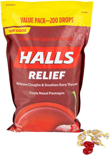 Halls Mentho-Lyptus Cough Suppressant - 200 Cherry Drops