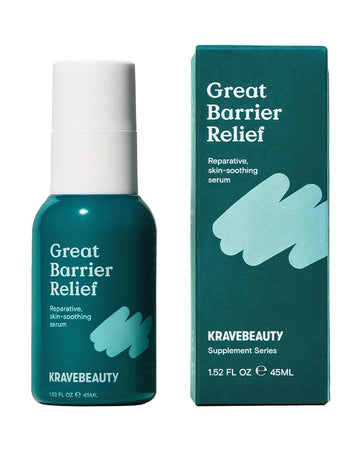 KraveBeauty Great Barrier Relief - Soothing Skin Barrier Repair Serum with Tamanu Oil to Soothe Irritations and Calm Redness for All Skin Types, Vegan and Cruelty-Free, 1.52