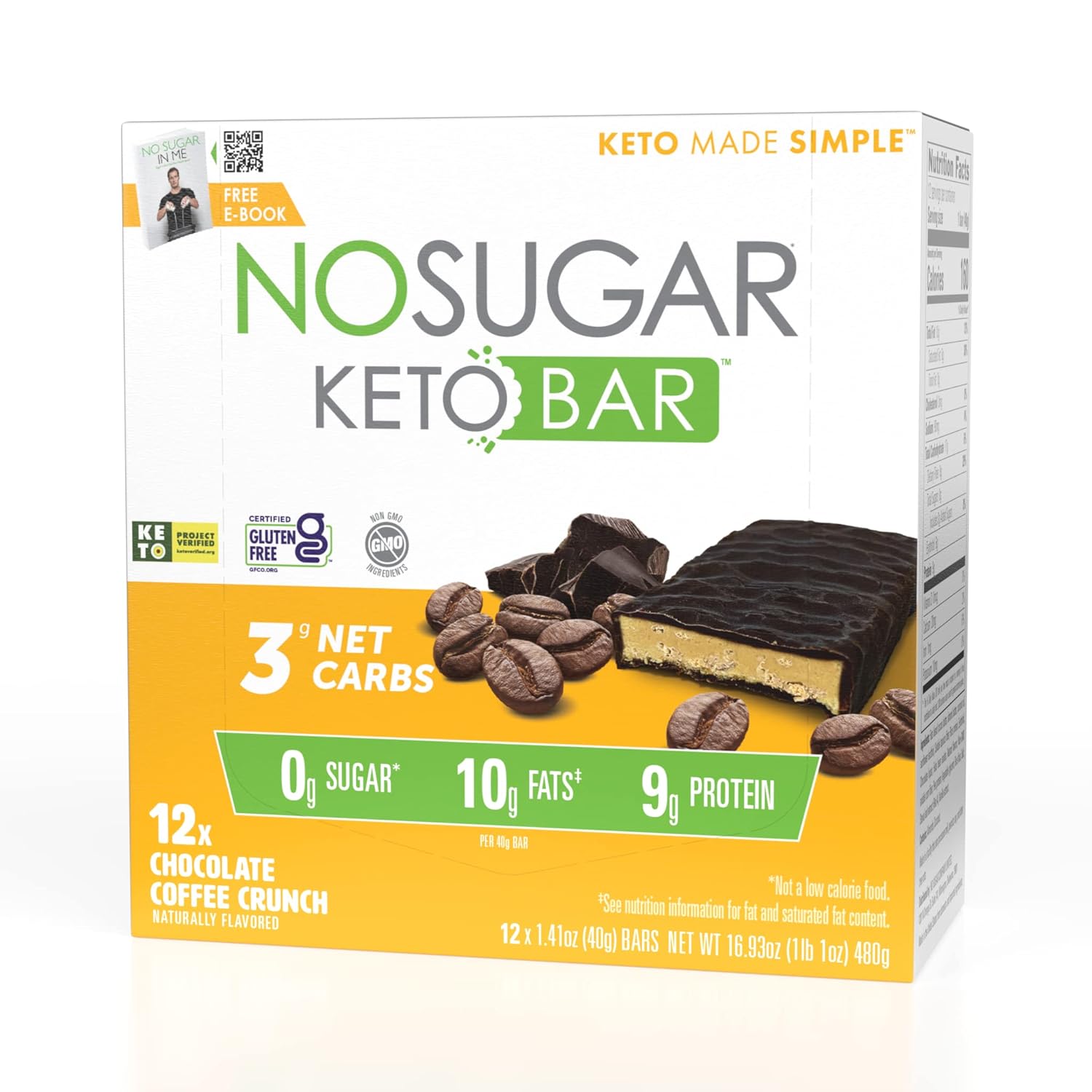 No Sugar Keto Bar Snack - Low Carb No Sugar Keto Snack Food With Keto Friendly Macros, 3G Net Carb, 9G Plant Based Prote
