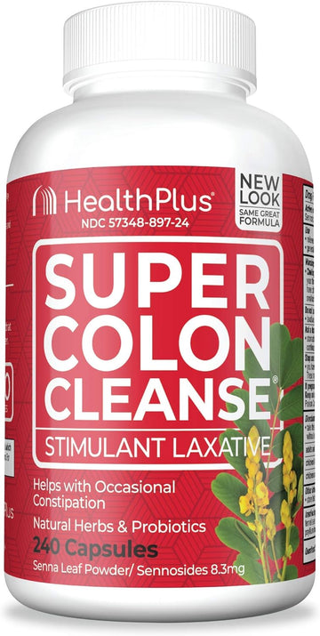 Health Plus Super Colon Cleanse, Capsules Laxative, 240-Count