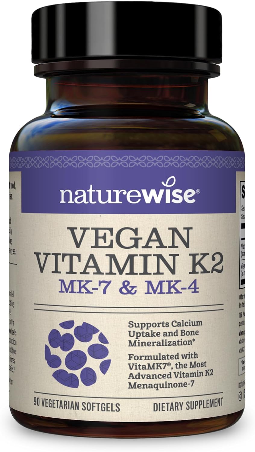 NatureWise Vitamin K2 with MK4 and VitaMK7 Menaqui-7 for Strong Bones,