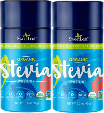 SweetLeaf Organic Stevia Powder Shaker Jar - Zero Calorie Stevia Sweetener, No Bitter Aftertaste, Plant-Based Sugar Subs
