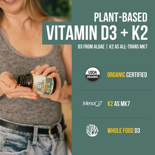 Organic Plant D3 + K2 | 5000 Iu D3 + 120 Mcg K2 As All-Trans Mk7 From