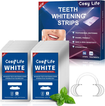 56 Strips Teeth Whitening Strips - 28 Treatments Teeth Whitening Kit for Teeth Sensitive White Strips for Teeth Whitening Dental Whitener Remove Teeth Stains Non-Slip Whitening Strips