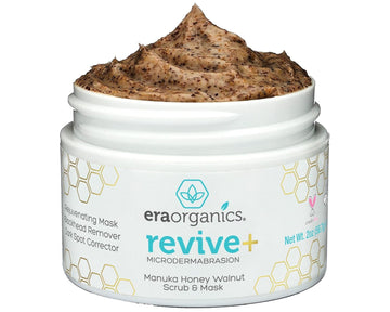 Era Organics Microdermabrasion Facial Scrub & Face Exfoliator - Spa Quality Exfoliating Face Mask with Manuka Honey & Walnut - Moisturizing Facial Exfoliant for Dry Skin, Blackheads & Wrinkles (2 )